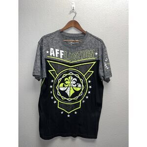 Affliction Shirt Sport Spartan home Of the brave Gray Black Tee Large Y2K 2000s